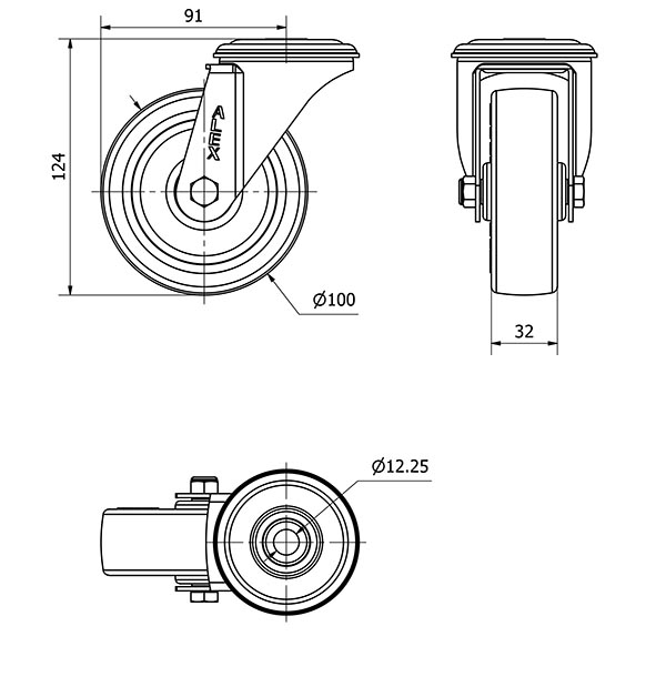 R.GIR.AGUJERO M12 20ZVL100-POL POLIAMIX BLANCO-POLIUR.MARRON LISO