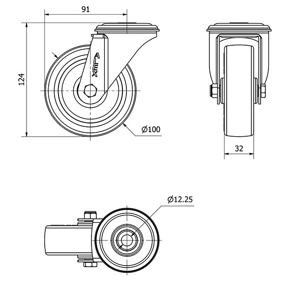 R.GIR.AGUJ.M12 INOX.20ZVLI100-POL POLIAMIX BLANCO-POLIUR.MARRON LISO