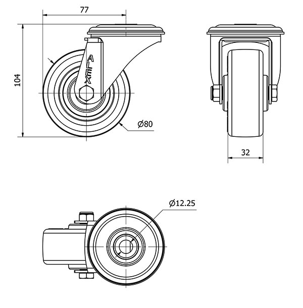 R.GIR.AGUJ.M12 INOX.20ZVLI80-POAR POLIAMIX BLANCO-POLIUR.AZUL RODILL