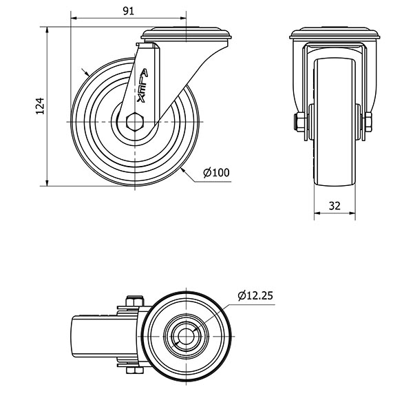 R.GIR.AGUJ.M12 INOX.20ZVLI100-POA POLIAMIX BLANCO-POLIUR.AZUL LISO