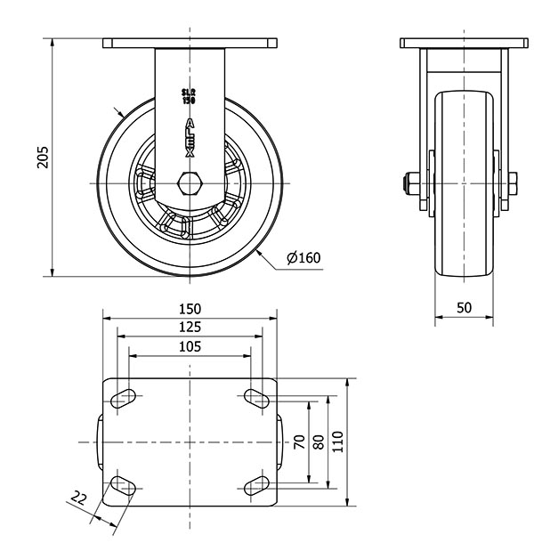 R.FIJA 17SLR160-AUSB ALUM.-POLIUR.BLANCO"VELOC"EJE BOLAS