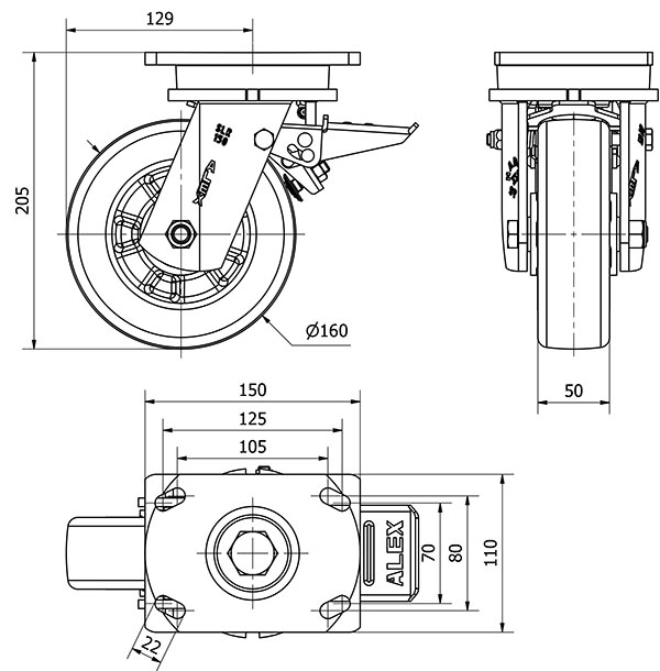 R.GIR.PLACA FRENO 10SLRFD160-AUSB ALUM.-POLIUR.BLANCO"VELOC"BOLAS