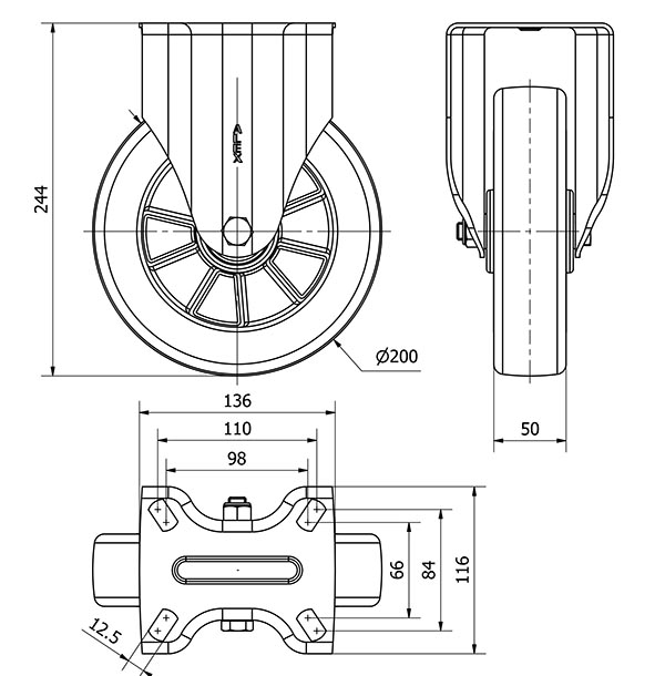 R.FIJA 4mm 17ZVR200-AUSB ALUM.-POLIUR.BLANCO"VELOC"EJE BOLAS