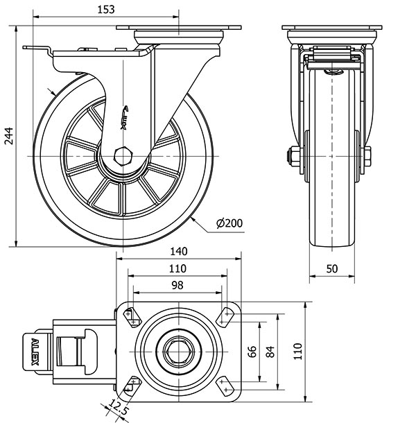 R.GIR.PLACA FR.4mm 10ZVRFD200-AUSB ALUM.-POLIUR.BLANCO"VELOC"BOLAS