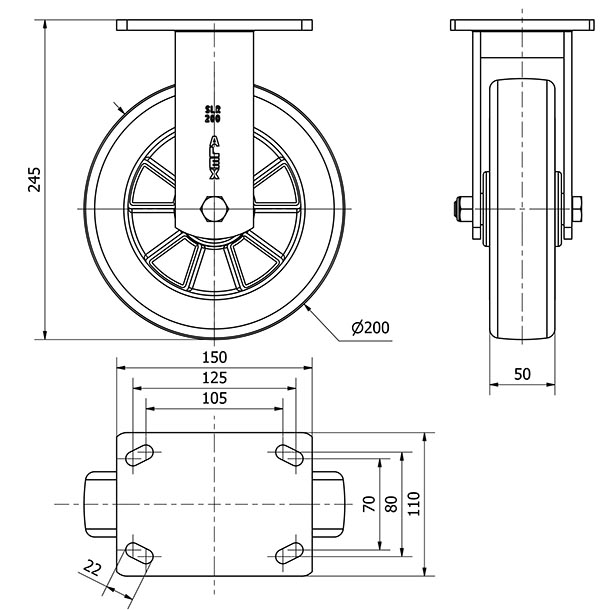 R.FIJA 17SLR200-AUSB ALUM.-POLIUR.BLANCO"VELOC"EJE BOLAS