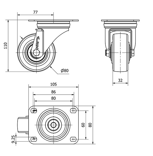 R.GIR.PLACA 10ZVL80CP-POLSB POLIAMIX BLANCO-POLIUR.MARRON EJE BOLAS