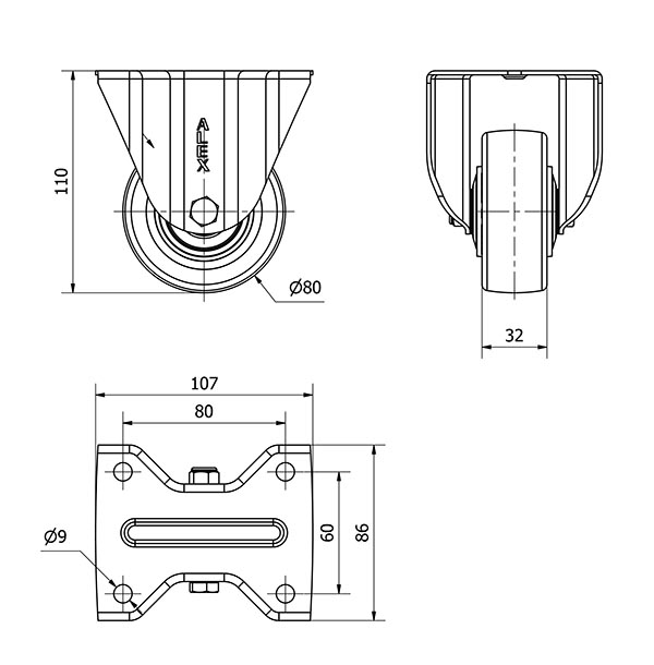 R.FIJA 17ZVL80CP-POLSB POLIAMIX BLANCO-POLIUR.MARRON EJE BOLAS