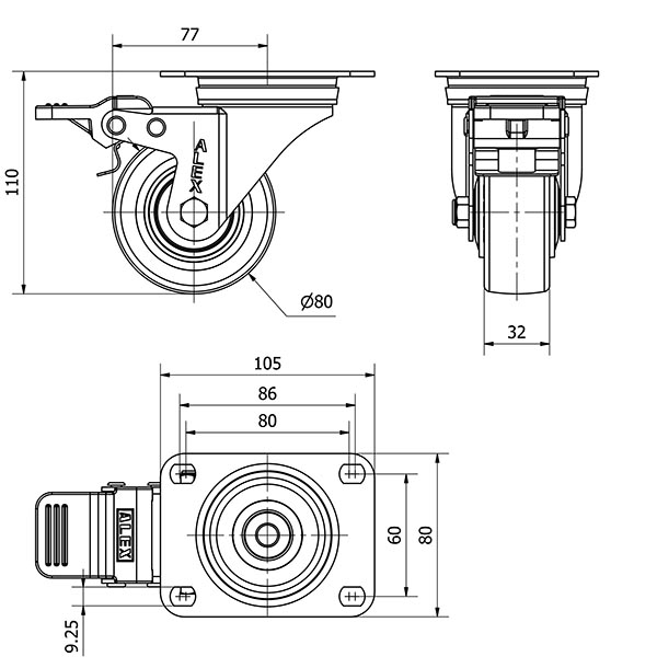 R.GIR.PLACA FR.10ZVLFD80CP-POLSB POLIAMIX BLANCO-POLIUR.MARRON BOLAS