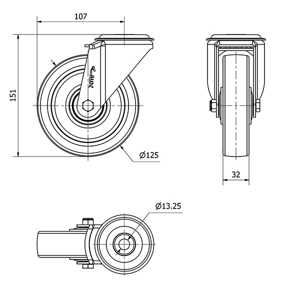R.GIR.AGUJERO M12 20ZV125CP-POLSB POLIAMIX BLANCO-POLIUR.MARRON BOL.