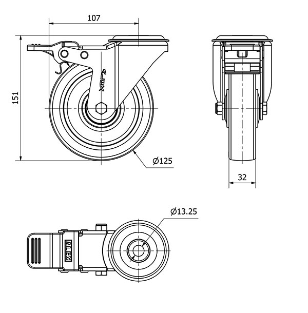 R.GIR.AGUJ.M12 FR.20ZVFD125CP-POLSB POLIAMIX BL.-POLIUR.MARRON BOL.