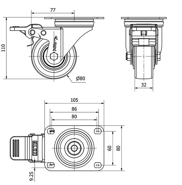 R.GIR.PLACA FRENO 10ZVLFD80CP-POASB POLIAMIX BLANCO-POLIUR.AZUL BOL.