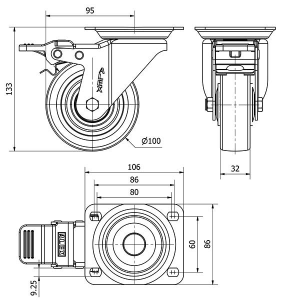 R.GIR.PLACA FRENO 10ZVFD100CP-POASB POLIAMIX BLANCO-POLIUR.AZUL BOL.