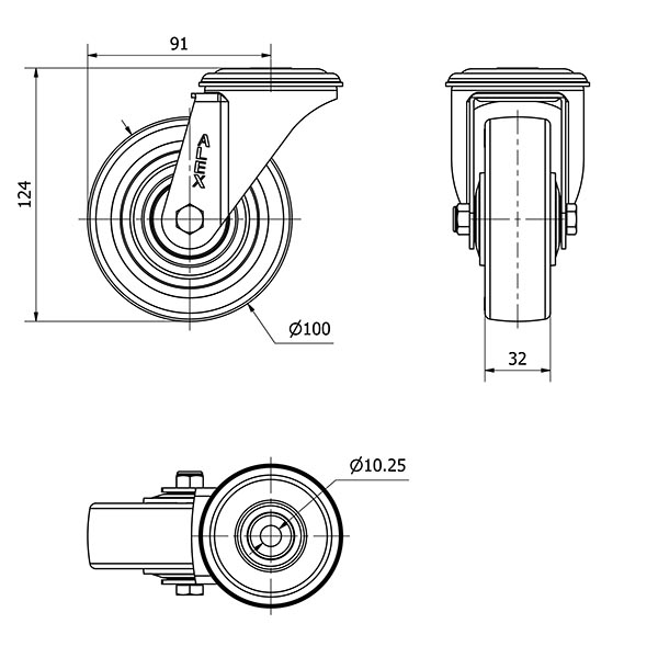R.GIR.AGUJERO M10 20ZVL100CP-POASB POLIAMIX BLANCO-POLIUR.AZUL BOLAS