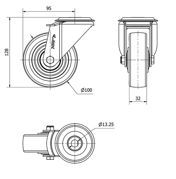 R.GIR.AGUJERO M12 20ZV100CP-POASB POLIAMIX BLANCO-POLIUR.AZUL BOLAS