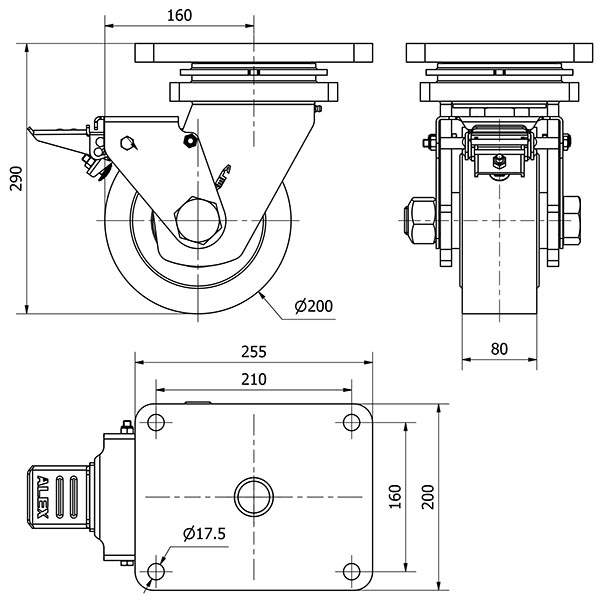 R.GIR.PLACA FRENO 10HLRFN200-NFB NYLON FUNDIDO EJE BOLAS