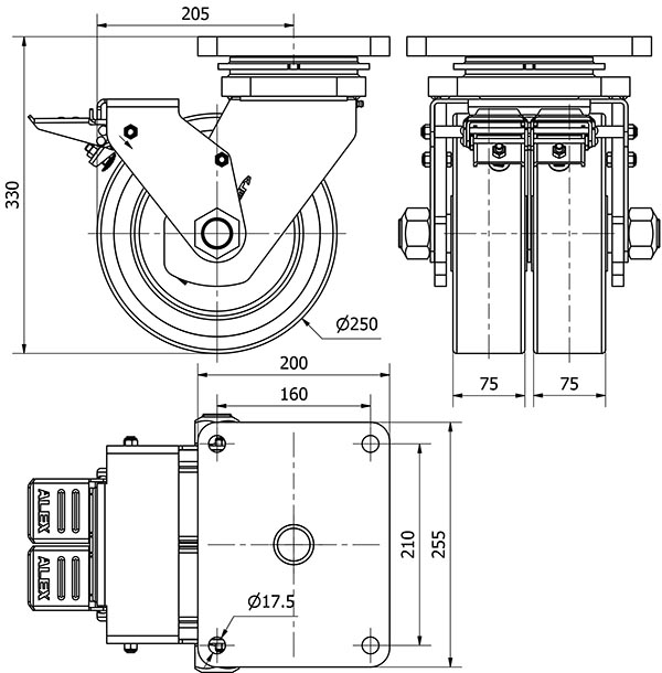 R.GIR.PLACA FRENO 10HLRFN250-HUB HIERRO-POLIUR.NARANJA(DOBLE)BOLAS