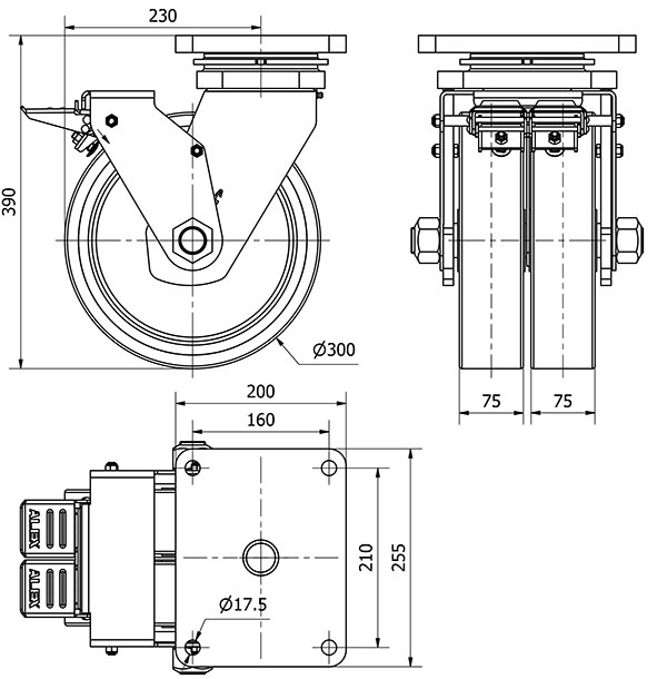 R.GIR.PLACA FRENO 10HLRFN300-HUB HIERRO-POLIUR.NARANJA(DOBLE)BOLAS