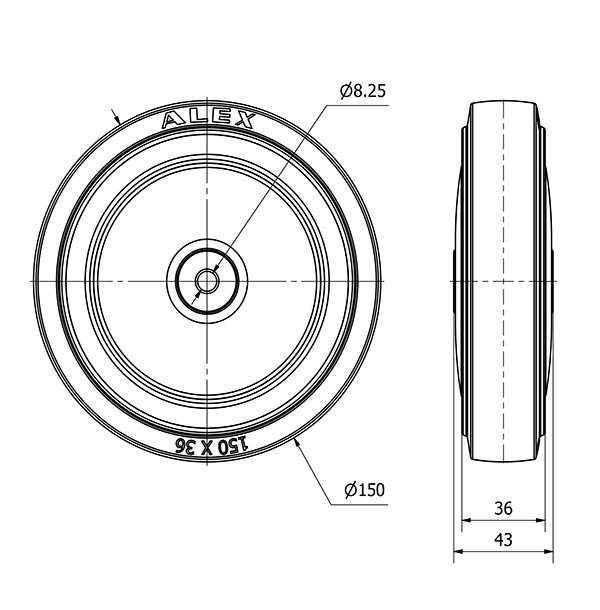 RUED.PGMSB150CP-8-36 NUCLEO POLIAMIX Y BANDA GOMA AZUL BOLAS AH NEGR