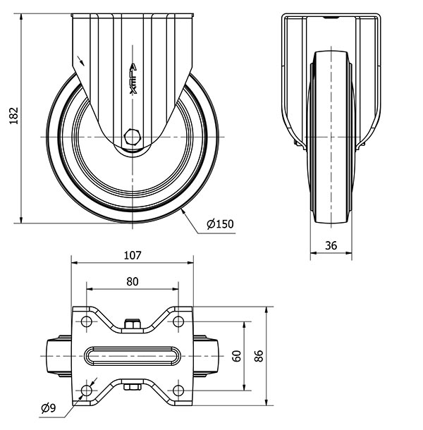 R.FIJA 17ZVL150CP-PGMSB POLIAMIX-GOMA AZUL EJE BOLAS AH NEGROS