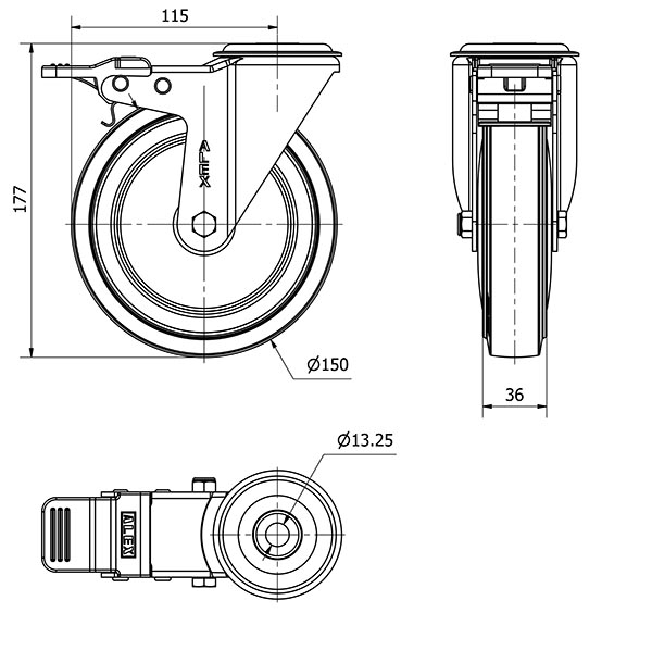 R.GIR.AGUJ.M12 FR.20ZVLFD150CP-PGMSB POLIAMIX-GOMA AZUL BOLAS AH NEG