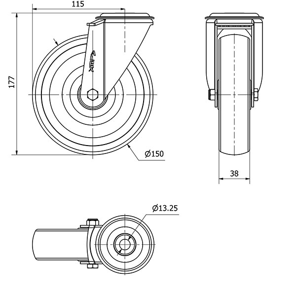 R.GIR.AGUJERO M12 20ZVL150-UT POLIAMIX BLANCO EJE LISO
