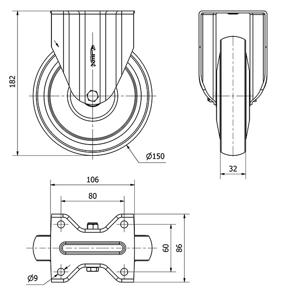 R.FIJA 17ZVL150CP-PUISB POLIP.-POLIUR.GRIS EJE BOLAS