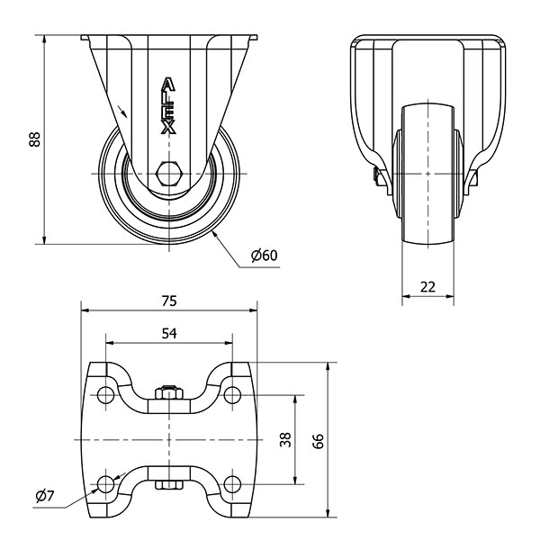 R.FIJA INOX.17BHI60CP-PPIA POLIAMIX-POLIUR.ROJO EJE LISO