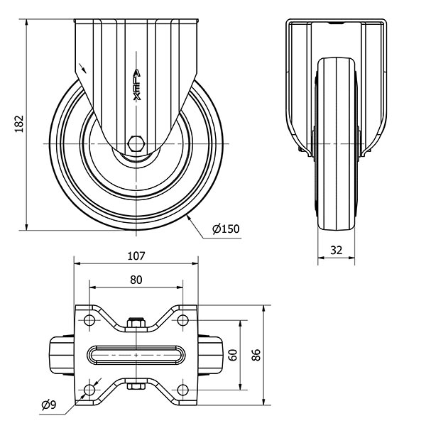 R.FIJA 17ZVL150-PGAN POLIAMIX-GOMA GRIS EJE LISO
