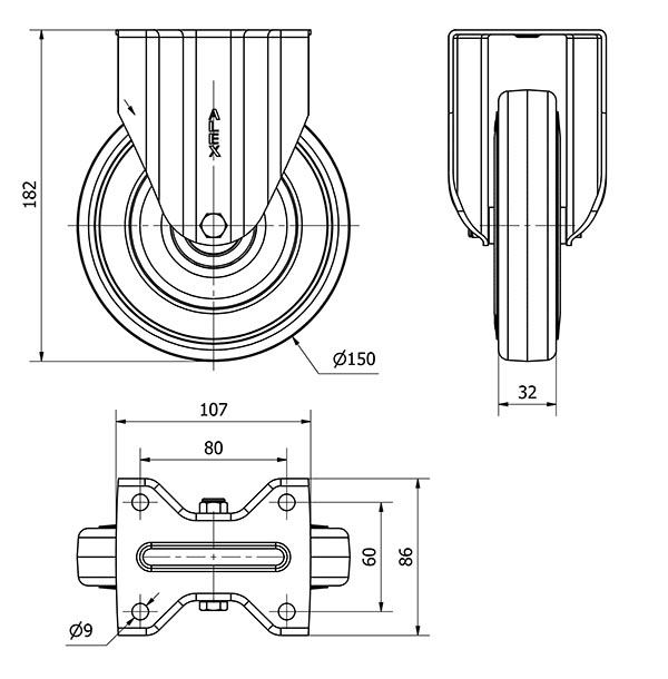 R.FIJA 17ZVL150CP-PGASB POLIAMIX-GOMA GRIS EJE BOLAS