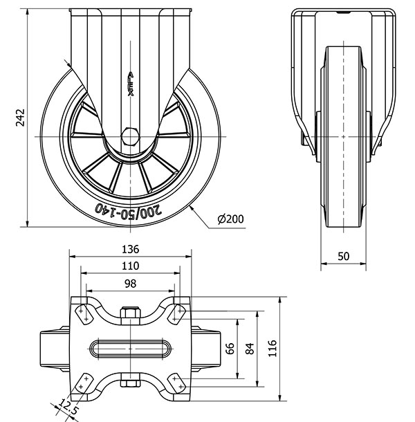 R.FIJA 17ZV200-DEGB ALUMINIO-GOMA GRIS ELASTICA EJE BOLAS