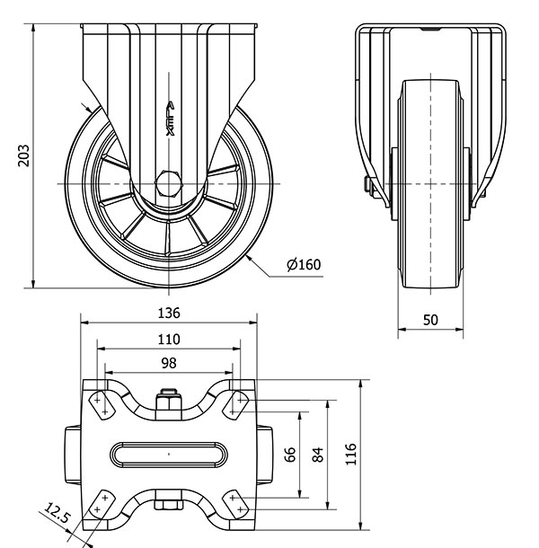 R.FIJA 4mm 17ZVR160-DEGB ALUMINIO-GOMA GRIS ELASTICA EJE BOLAS