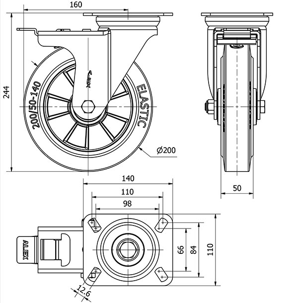 R.GIR.PLACA FRENO 4mm 10ZVRFD200-DEGB ALUM-GOMA GRIS ELASTICA BOLAS