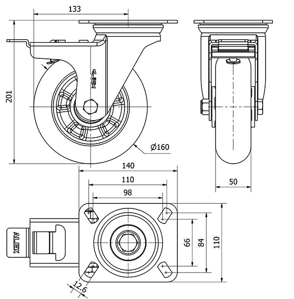 R.GIR.PLACA FRENO 10ZVFD160-AUAGB ALUMINIO-POLIUR.VERDE BOLAS BALONA