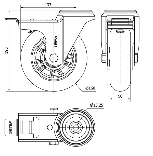 R.GIR.AGUJ.M12 FR.20ZVFD160-AUAGB ALUMINIO-POLIUR.VERDE BOLAS BALONA