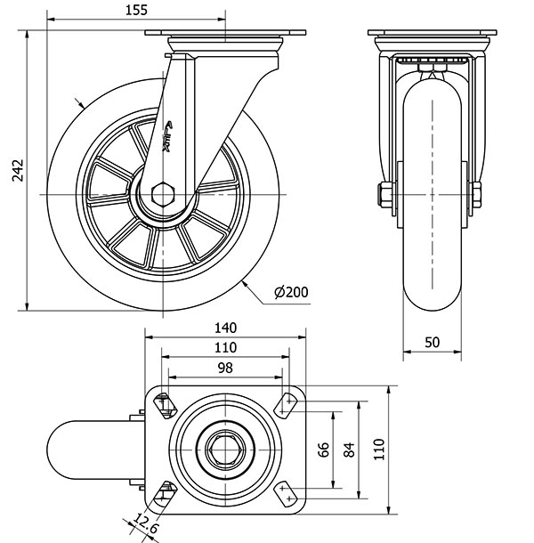 R.GIR.PLACA 10ZV200-AUAGB ALUMINIO-POLIUR.VERDE EJE BOLAS BALONA