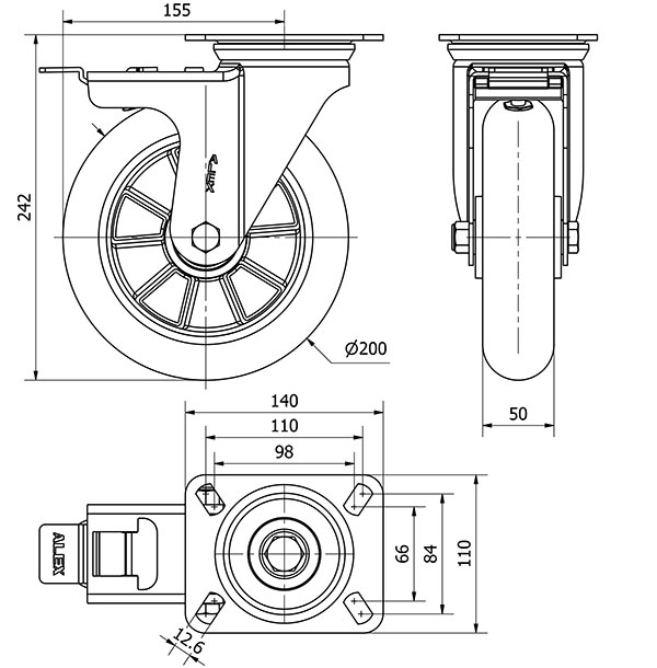 R.GIR.PLACA FRENO 10ZVFD200-AUAGB ALUMINIO-POLIUR.VERDE BOLAS BALONA