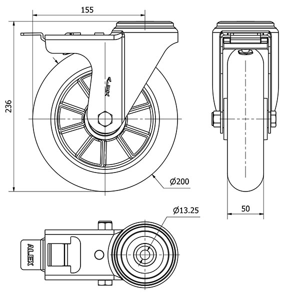 R.GIR.AGUJ.M12 FR.20ZVFD200-AUAGB ALUMINIO-POLIUR.VERDE BOLAS BALONA