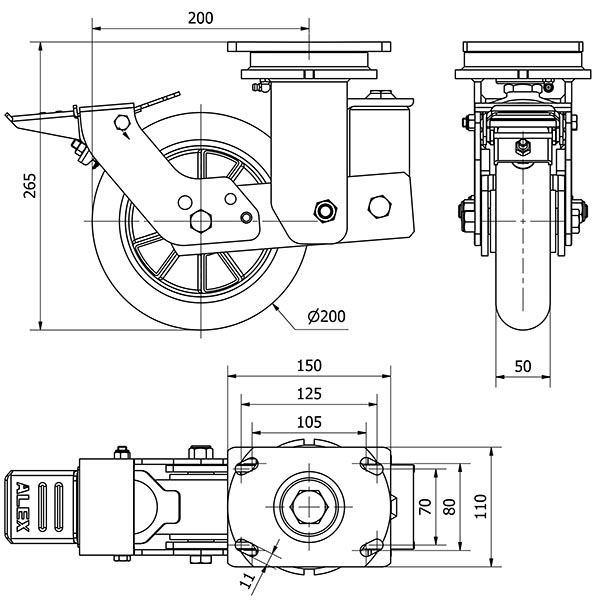 R.GIR.PLACA FR.10HLSBFN200-AUAGB SUSPENSION POLIU.VERDE BOLAS BALONA