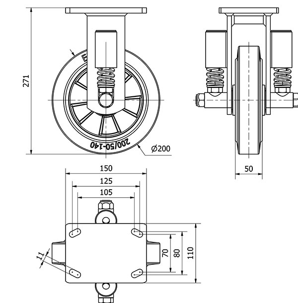 R.FIJA 17HLSE200-DEGB SUSPENSION GOMA GRIS ELASTICA EJE BOLAS