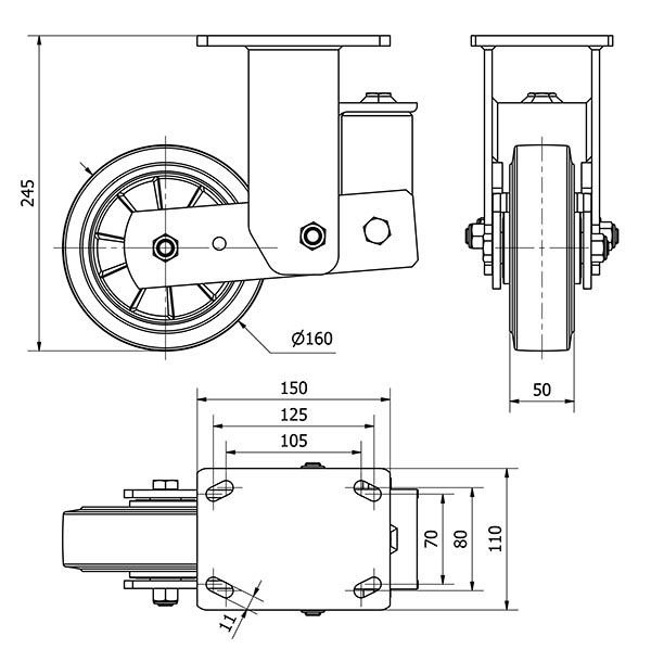 R.FIJA 17HLSB160-DEGB SUSPENSION GOMA GRIS ELASTICA EJE BOLAS