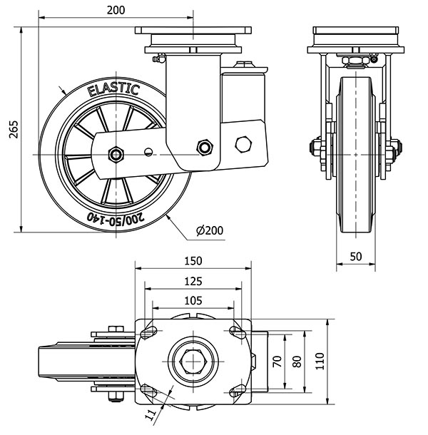 R.GIR.PLACA 10HLSB200-DEGB SUSPENSION GOMA GRIS ELASTICA EJE BOLAS