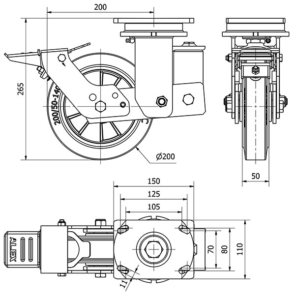 R.GIR.PLACA FR.10HLSBFN200-DEGB SUSPENSION GOMA GRIS ELASTICA BOLAS