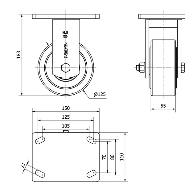 R.FIJA (ANCHA) 17HLB125A-NFB NYLON FUNDIDO EJE BOLAS