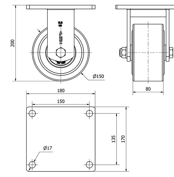 R.FIJA (ANCHA) 17HLB150A-NFB NYLON FUNDIDO EJE BOLAS