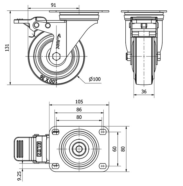 R.GIR.PLACA FRENO 10ZVLFD100CP-PGMSB POLIAMIX-GOMA AZUL BOLAS AH NEG