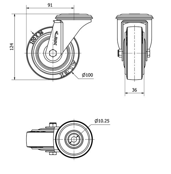 R.GIR.AGUJERO M10 20ZVL100CP-PGMSB POLIAMIX-GOMA AZUL BOLAS AH NEGR.