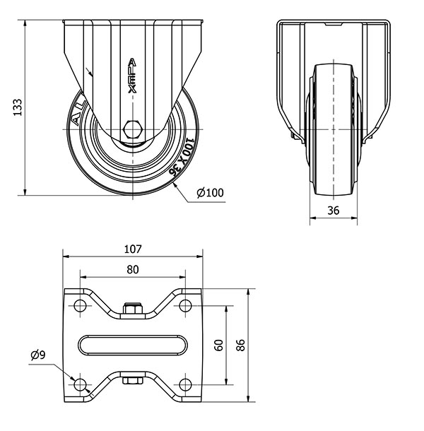 R.FIJA 17ZV100CP-PGMSB POLIAMIX-GOMA AZUL EJE BOLAS AH NEGROS