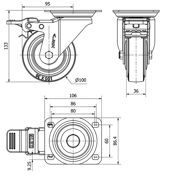 R.GIR.PLACA FRENO 10ZVFD100CP-PGMSB POLIAMIX-GOMA AZUL BOLAS AH NEGR