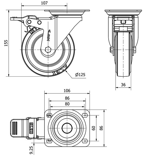 R.GIR.PLACA FRENO 10ZVFD125CP-PGMSB POLIAMIX-GOMA AZUL BOLAS AH NEGR