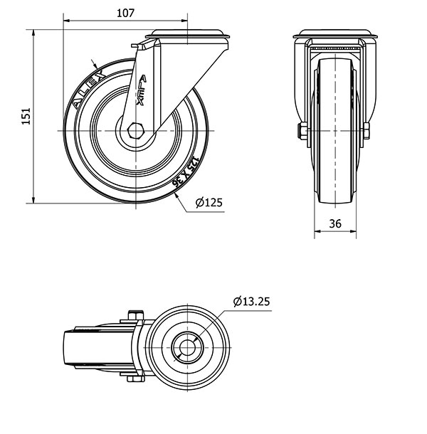 R.GIR.AGUJERO M12 20ZV125CP-PGMSB POLIAMIX-GOMA AZUL BOLAS AH NEGROS